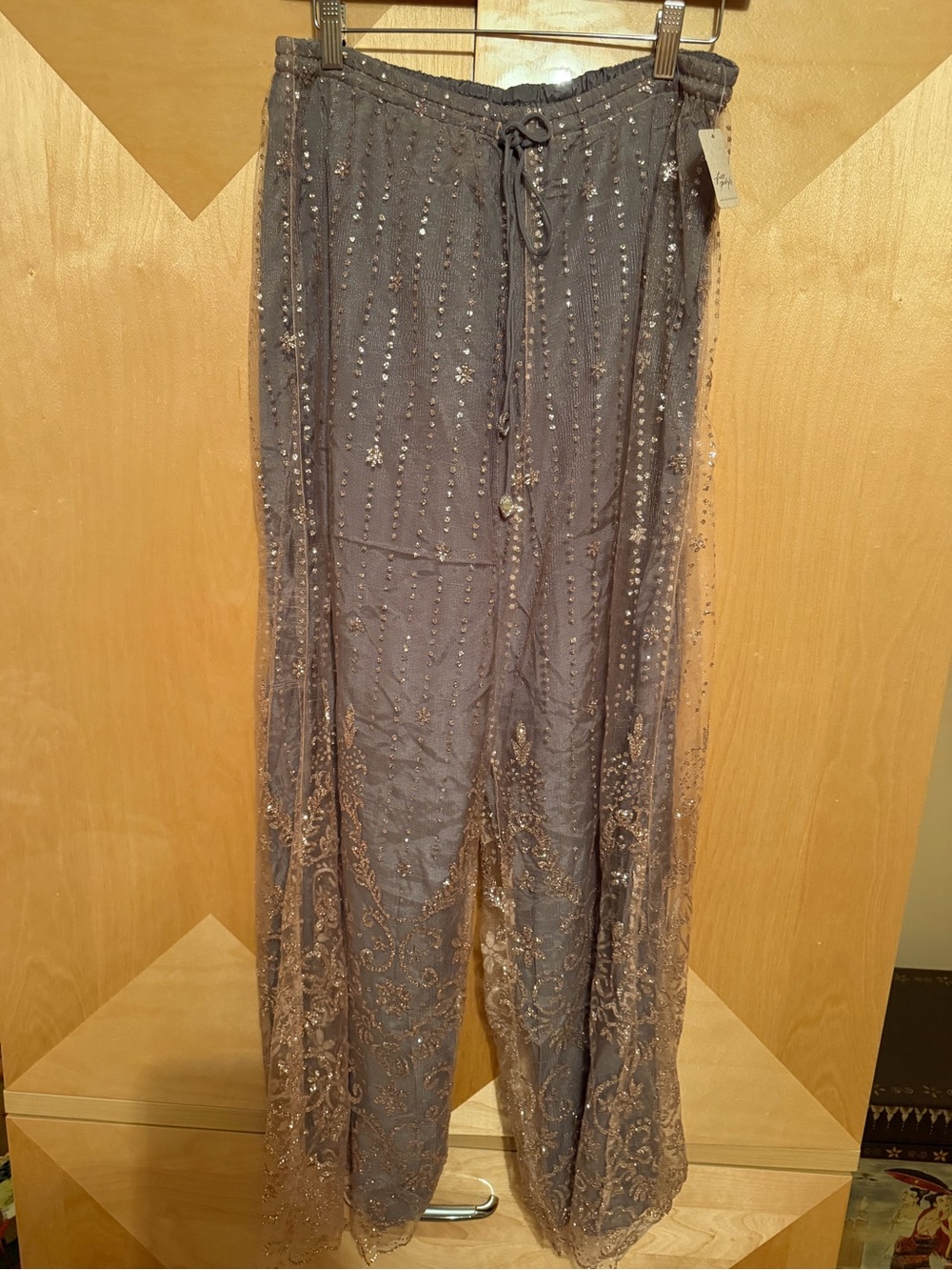 Free People One Aidan Sparkle Pull Up Pants nwt Med - Picture 2 of 4
